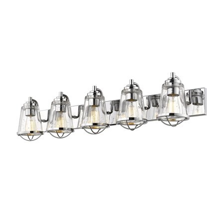 Z-Lite Mariner 5 Light Vanity, Chrome And Clear Seedy 444-5V-CH
